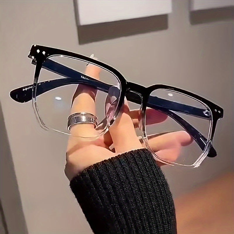 1pc Steampunk-Inspired Blue Light Blocking Glasses - Retro Rectangular Frame with Clear PC Lenses, Durable & Stylish Accessory for Men and Women